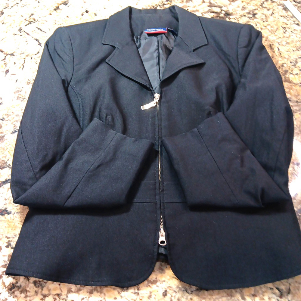 Size 8 Denver Hayes Black Womens Zip Up Blazer Short Coat Shoulder Pads - Picture 9 of 9